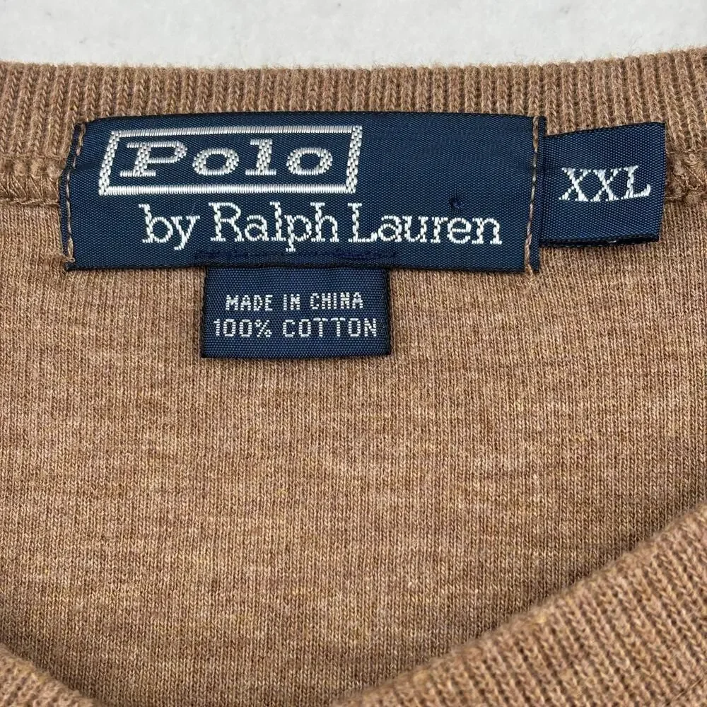 Polo Ralph Lauren Mens Sweater‎ Size XXL Brown 100% Cotton Pullover V Neck